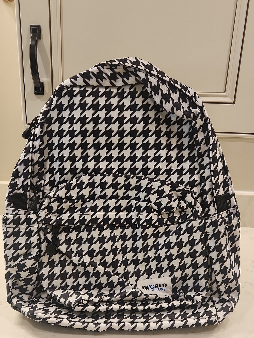 World at Work Black & White Houndstooth Backpack